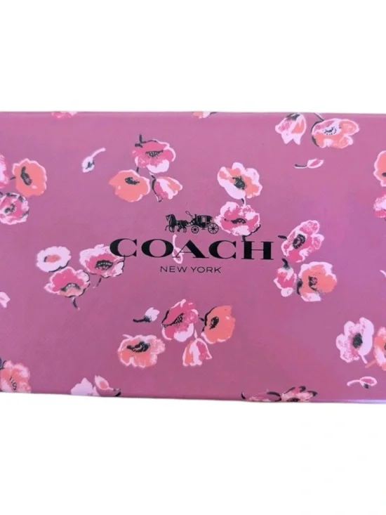 Coach Boxed Card Case and Valet Keyring Gift Set in Floral Poppy NIB - Picture 4 of 6